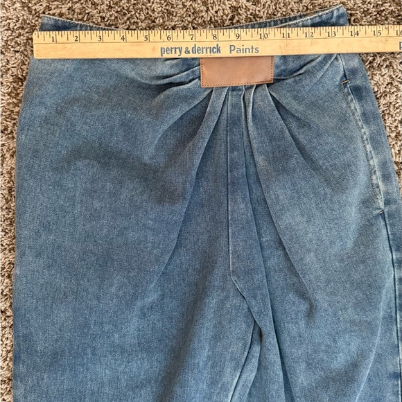 Commense Asymmetrical Ruched Denim Wide-Leg Pants sz S - Picture 7 of 13